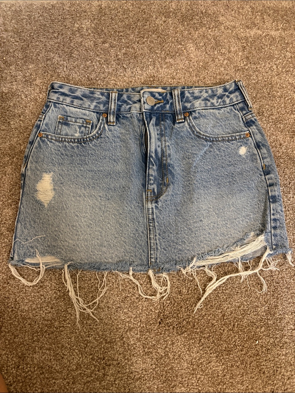 PacSun Light Blue Distressed Denim Mini Skirt